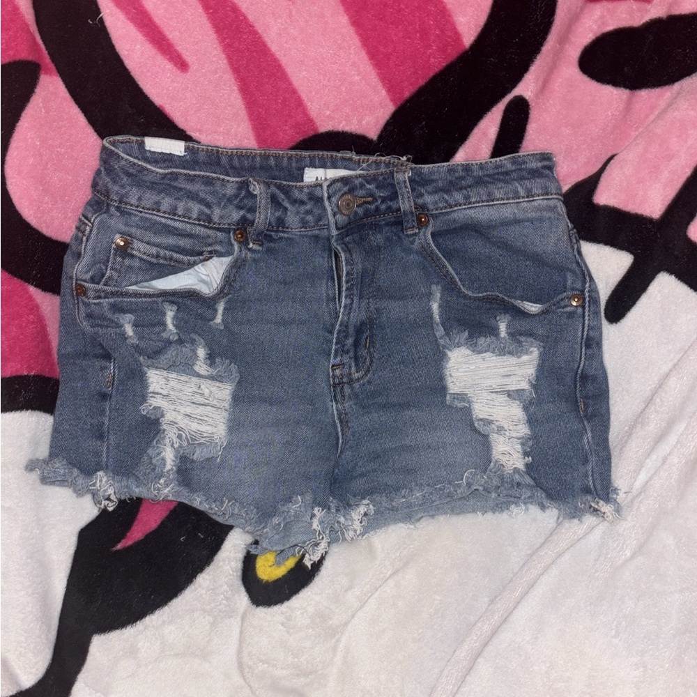 Forever 21 Blue Distressed Jean Shorts